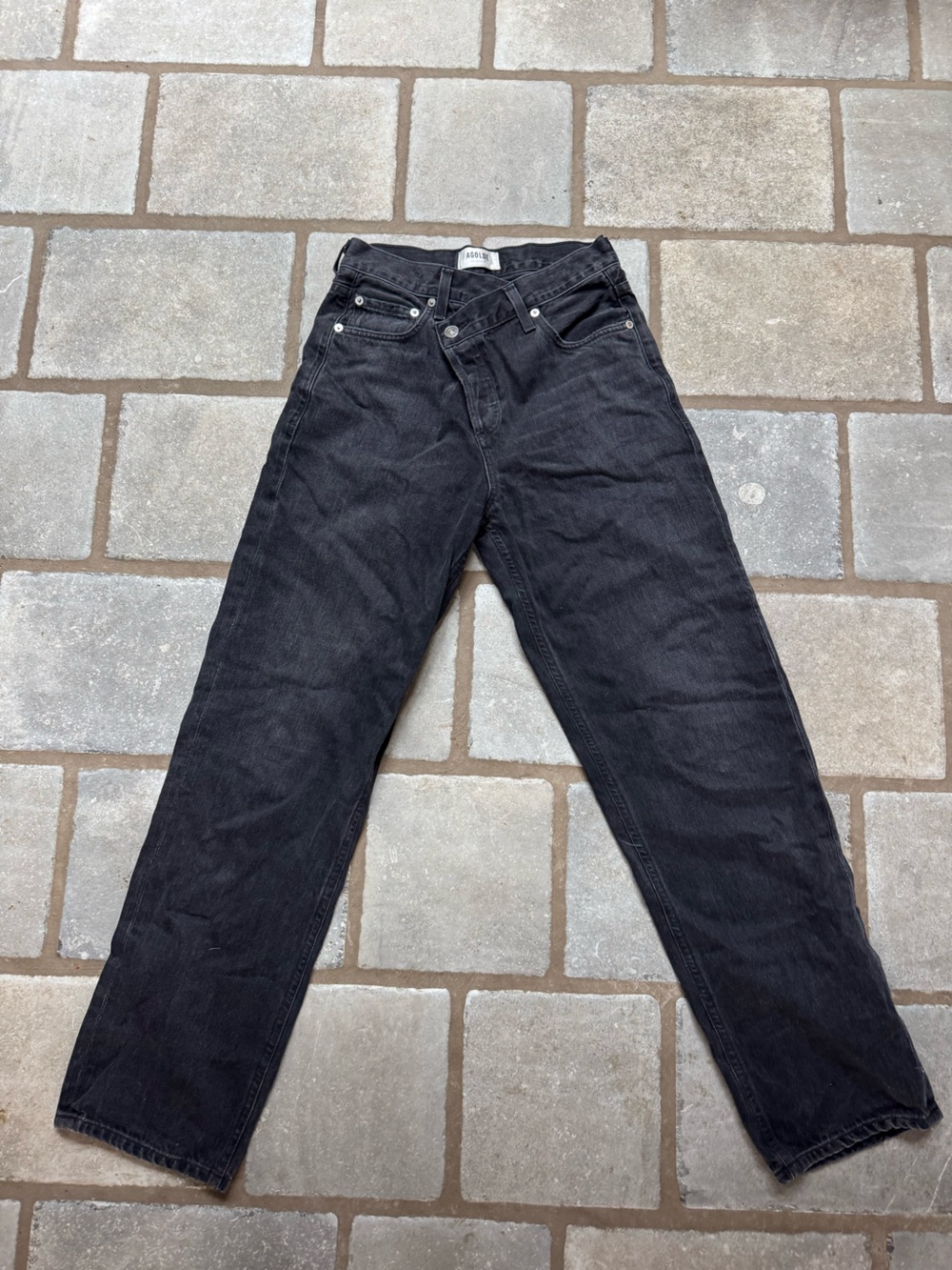 Agolde Black High-Rise Straight Jeans